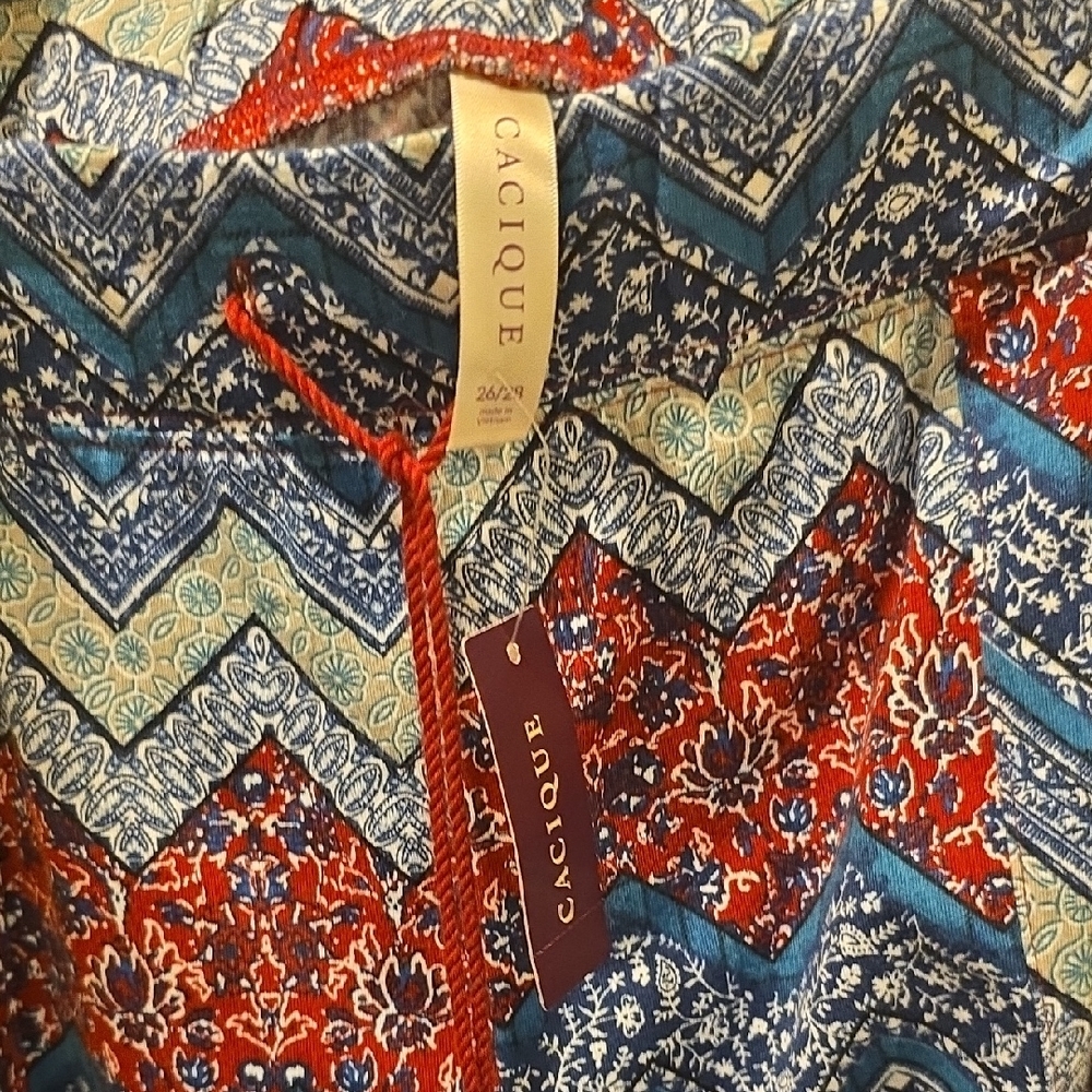 Cacique Chevron-Pattern Pajama Bottoms in Red, Blue & White - Picture 2 of 2